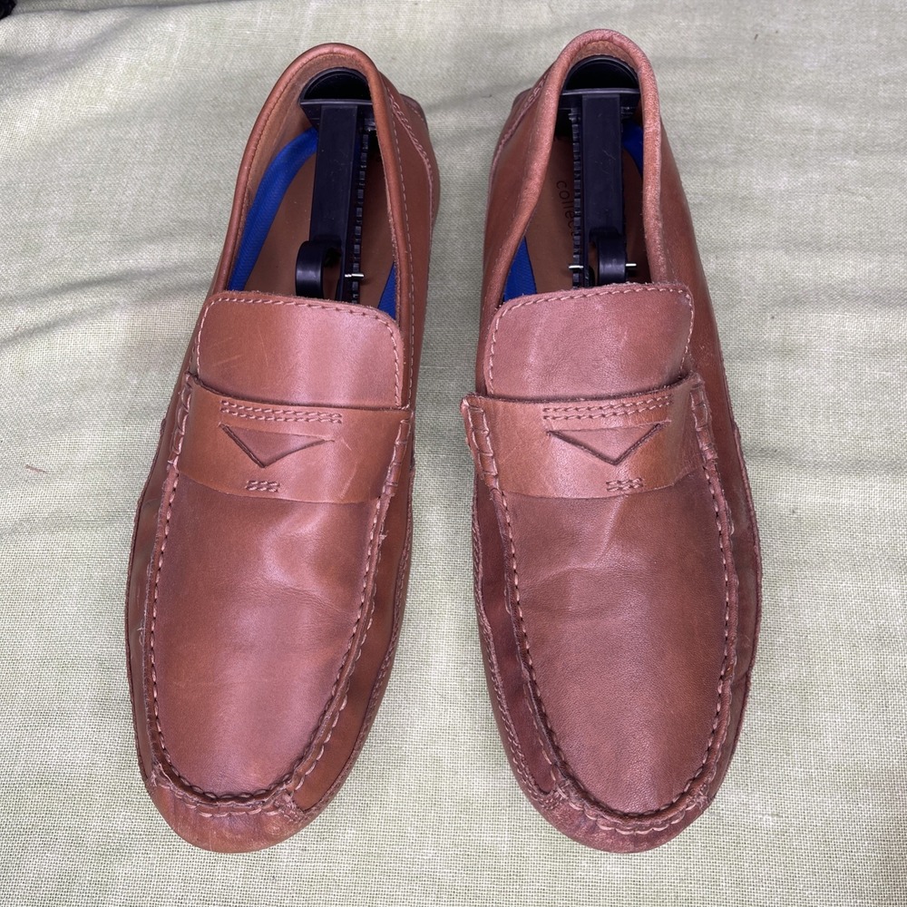Clarks Markman Way Loafers Mens 11.5 Dark Tan Leather Slip On Comfort Shoe